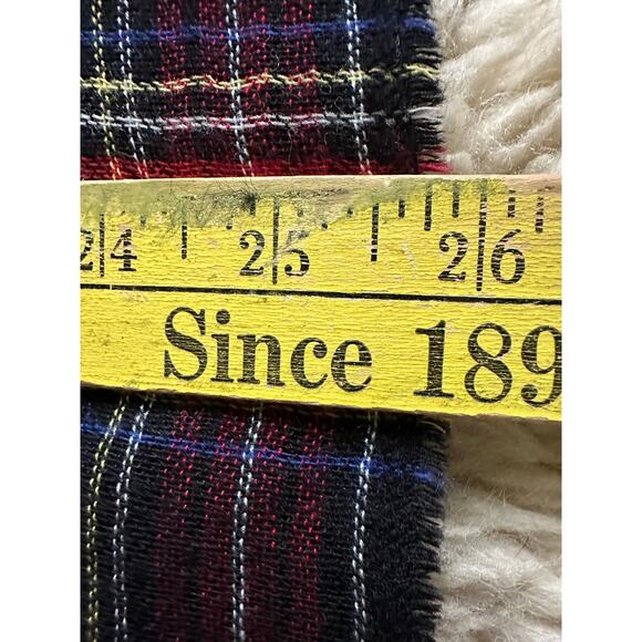 ALLSAINTS wool scarf shawl red black checkered Plaid Wool Blend logo 26x78” - Picture 11 of 13